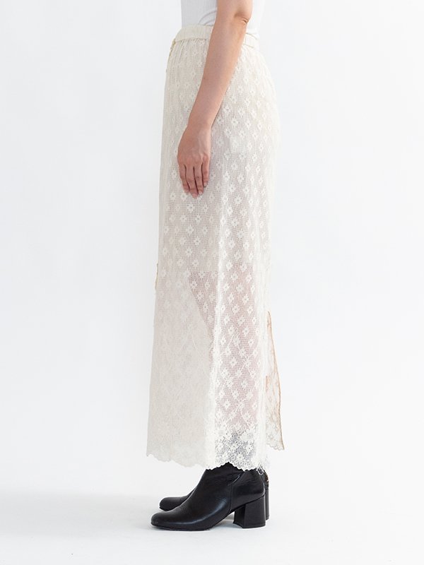 62cmヒップノーウォス vintage lace skirt ロング ギャザースカート