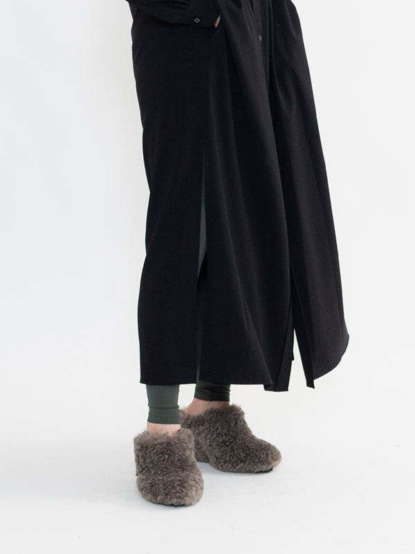 靴 HYKE FAUX SHEARING PUMPS HYKE＞FAUX SHEARLING WEDGE PUMPS