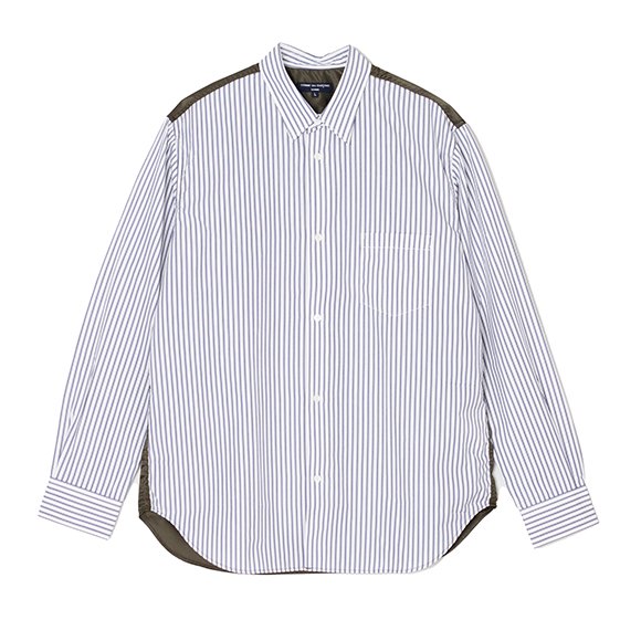 Cotton broad stripe x nylon twill shirt-コットンブロードストライプ