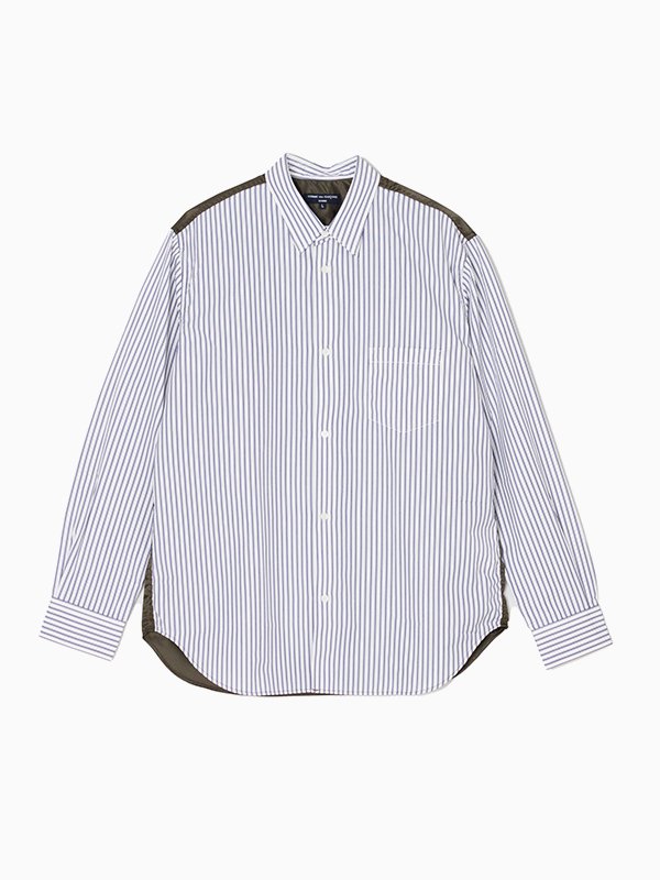 Cotton broad stripe x nylon twill shirt-コットンブロードストライプ