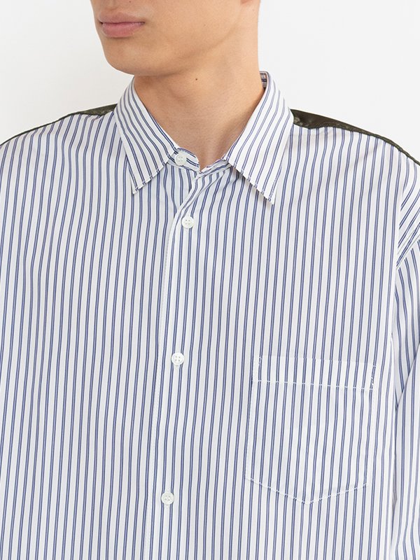 Cotton broad stripe x nylon twill shirt-コットンブロードストライプ