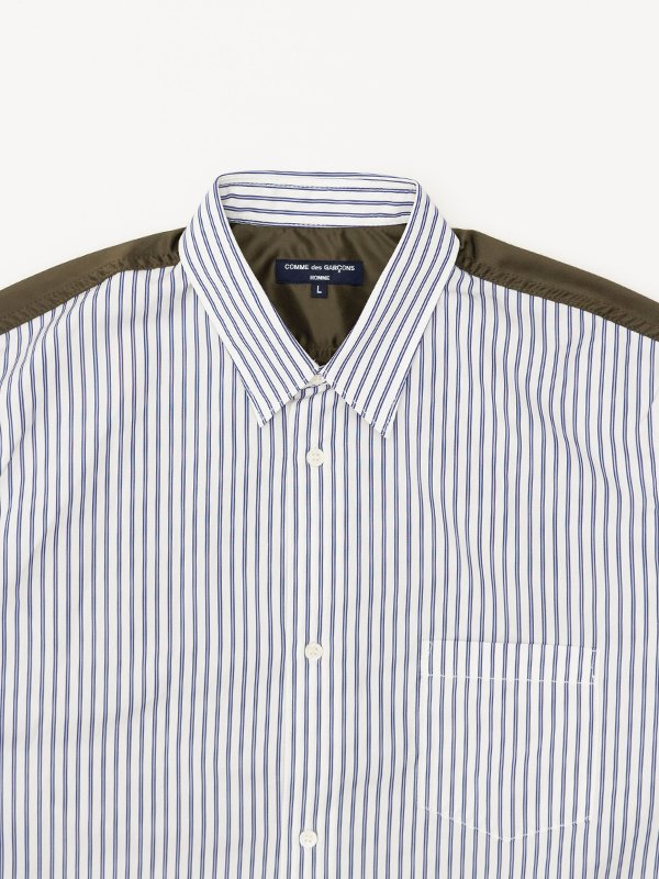 Cotton broad stripe x nylon twill shirt-コットンブロードストライプ