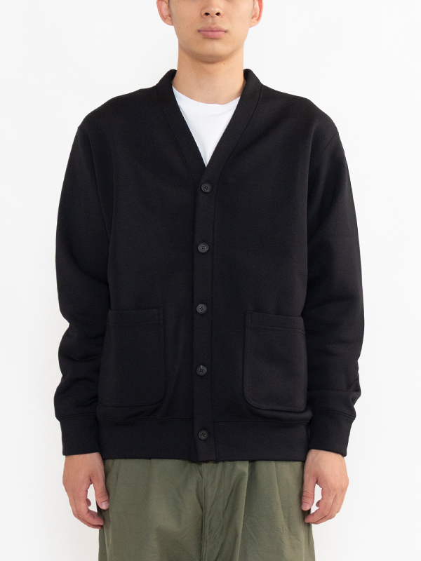 Ester fleece × cotton back satin cardigan-エスターフリースコットン