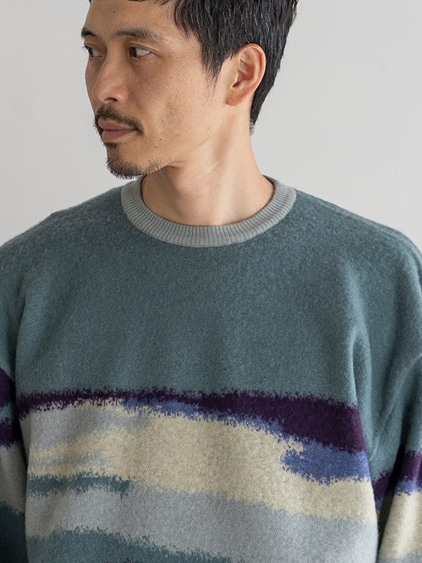 Jacquard Crew Neck Knit-ジャカードクルーネックニット-Graphpaper