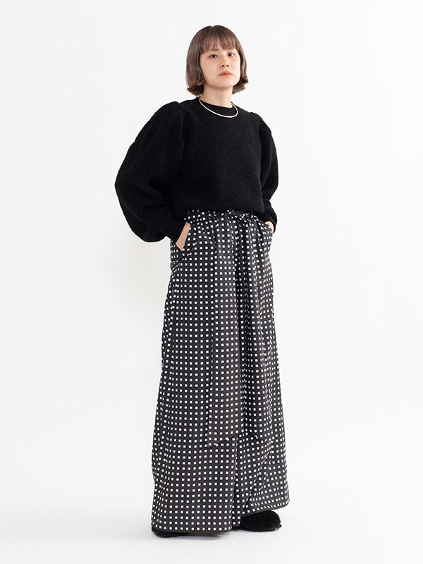 FD SQUARE PATTERN WIDE LEG PANTS-FDスクエアパターンワイドレッグ