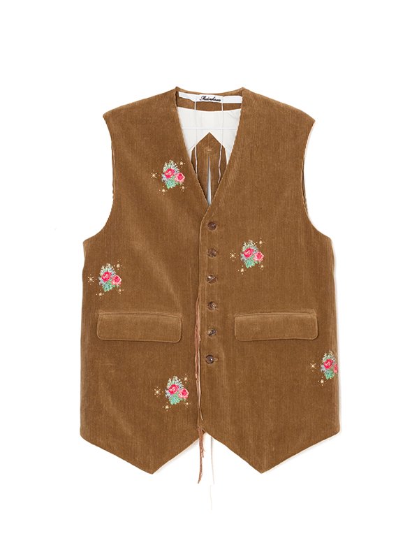 Corduroy embroidery vest-コーデュロイエンブロイダリーベスト 