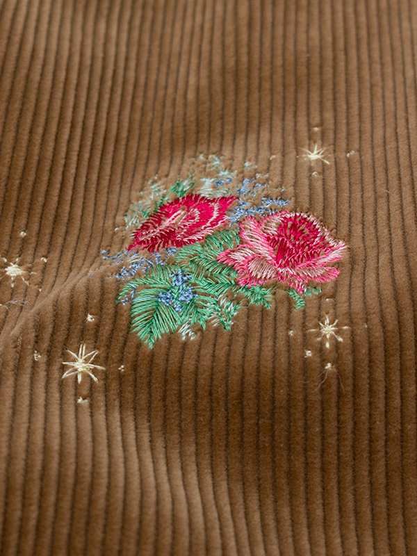 Corduroy embroidery vest-コーデュロイエンブロイダリーベスト