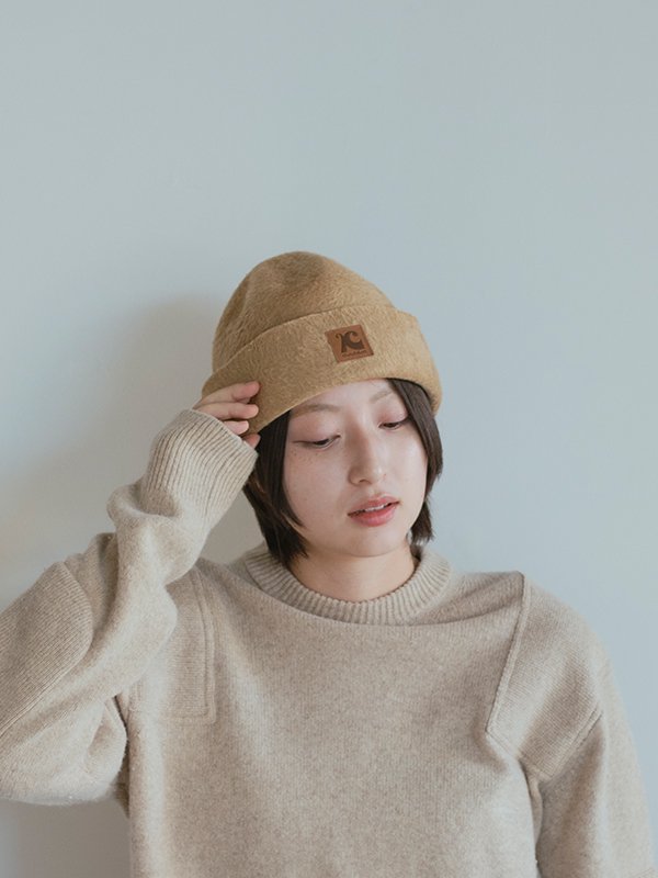 Leather pach felt beanie-レザーパッチフェルトビーニー-KIJIMA