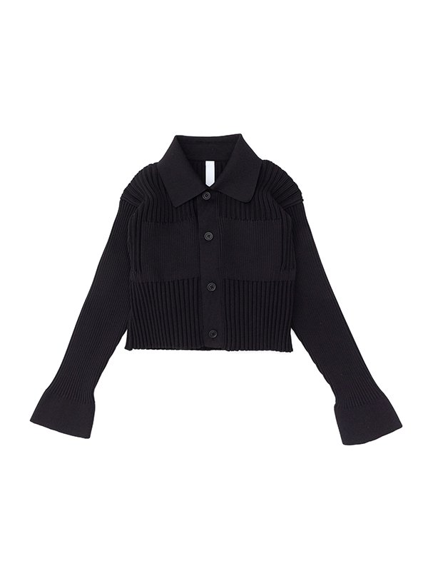 FLUTED CROPPED SHIRT CARDIGAN-フルーテッドクロップシャツ ...