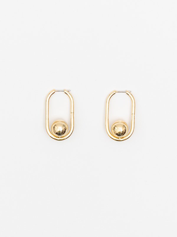 OVAL EARRINGS (GOLD)-オーバルイヤリング(ゴールド)-HYKE（ハイク）通販| st company