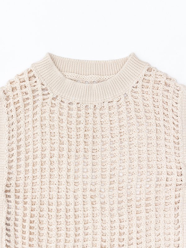 CROCHETED CROPPED SWEATER TOP-クロシェットクロップセータートップ 
