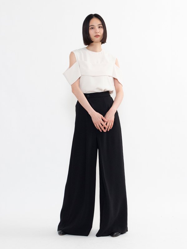 SATIN WIDE LEG PANTS-サテンワイドレグパンツ-HYKE（ハイク）通販| st ...