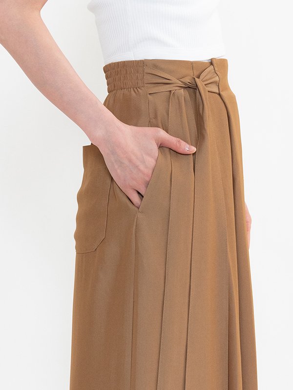 STRETCH WIDE LEG PANTS-ストレッチワイドレッグパンツ-HYKE