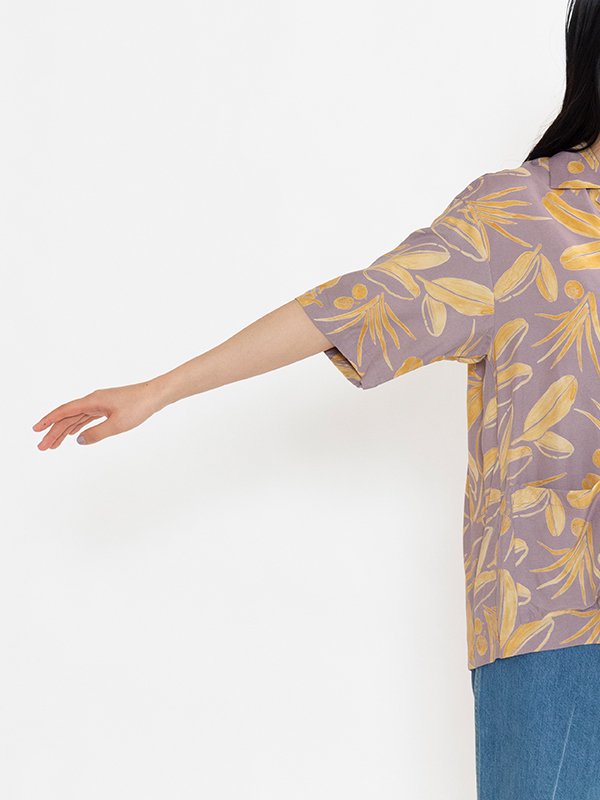 Rayon botanical print s/s shirt-レーヨンボタニカルプリントショート 