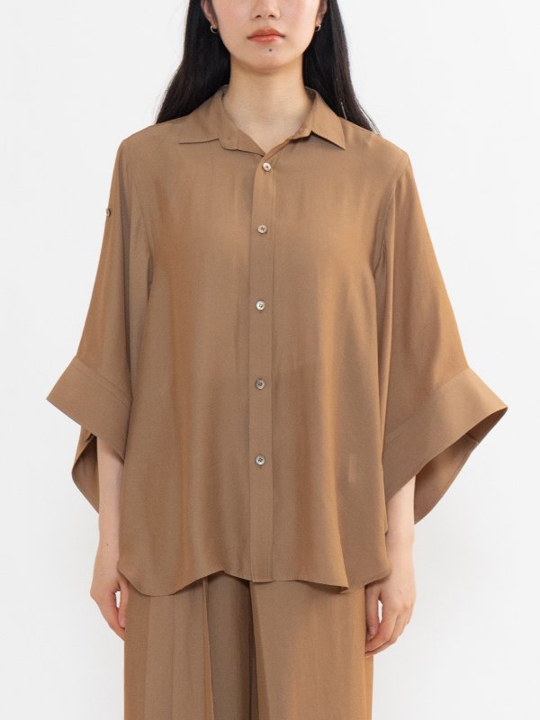 SHEER TWILL BELL-SLEEVE SHIRT-シアーツイルベルスリーブシャツ-HYKE（ハイク）通販| st company