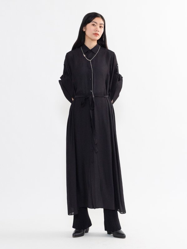 SHEER TWILL BELL-SLEEVE DRESS-シアーツイルベルスリーブドレス-HYKE（ハイク）通販| st company