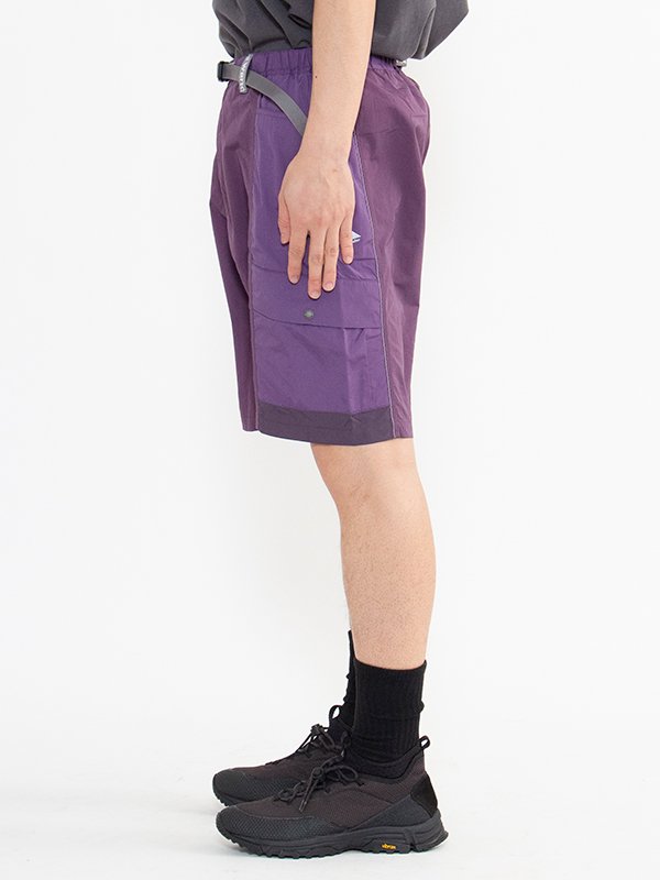 グラミチ×アンドワンダー パッチワークウィンドショーツ パープル S. Ｌサイズ Patchwork wind short-パッチワークウィンドショーツ-and wander