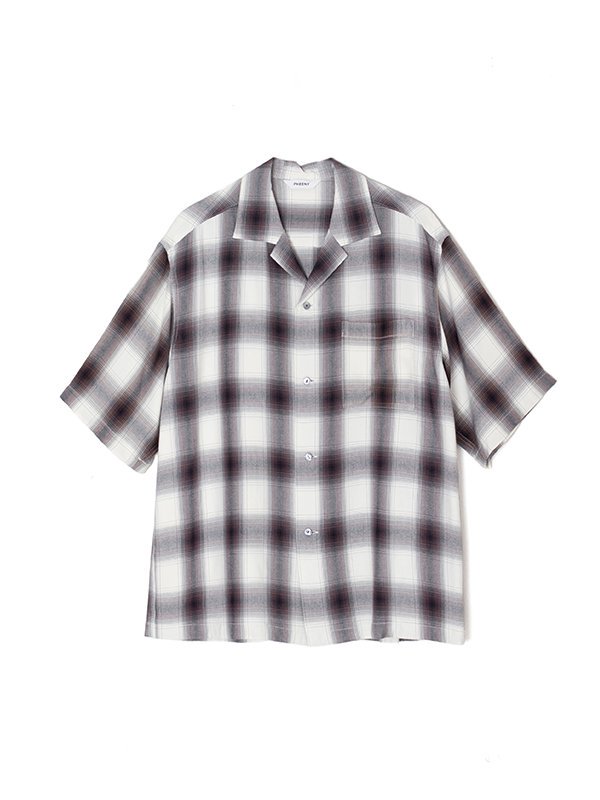 Rayon ombre check s/s shirt-レーヨンオンブレチェックショート 