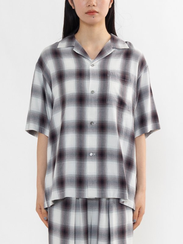 Rayon ombre check s/s shirt-レーヨンオンブレチェックショート 