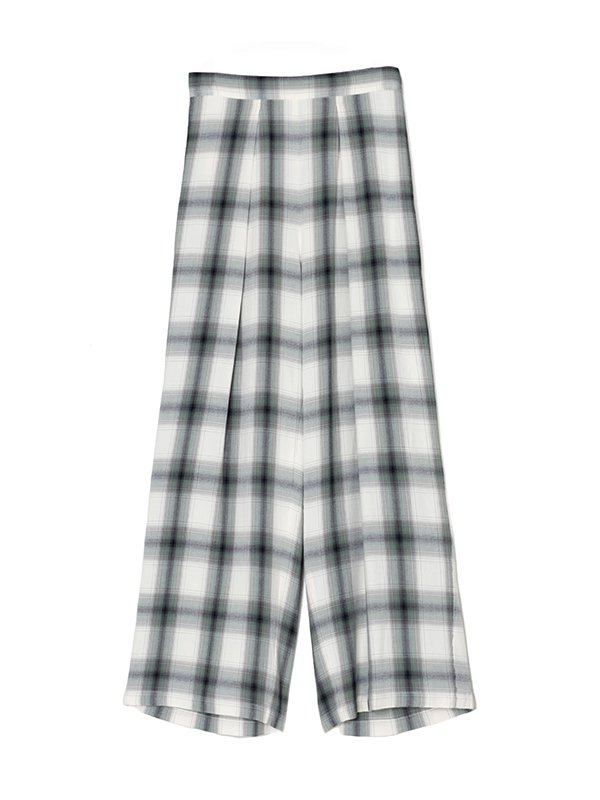 Rayon ombre check gathered pants -レーヨンオンブレチェックギャザー ...