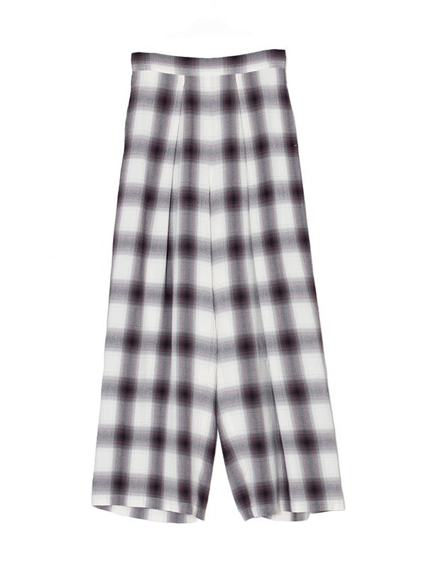 Rayon ombre check gathered pants -レーヨンオンブレチェックギャザー 