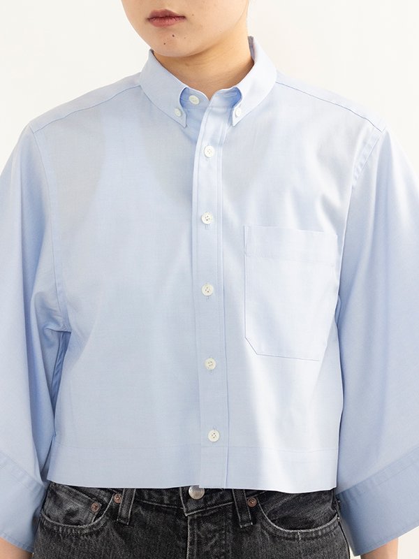 BUTTON DOWN BELL-SLEEVE SHIRT-ボタンダウンベルスリーブシャツ