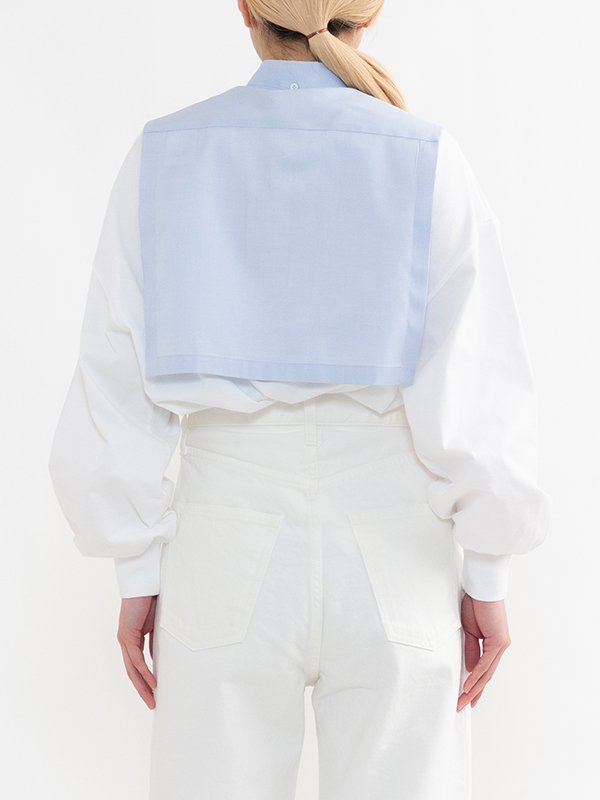 BUTTON-DOWN COLLAR CROPPED TOP-ボタンダウンカラークロップ