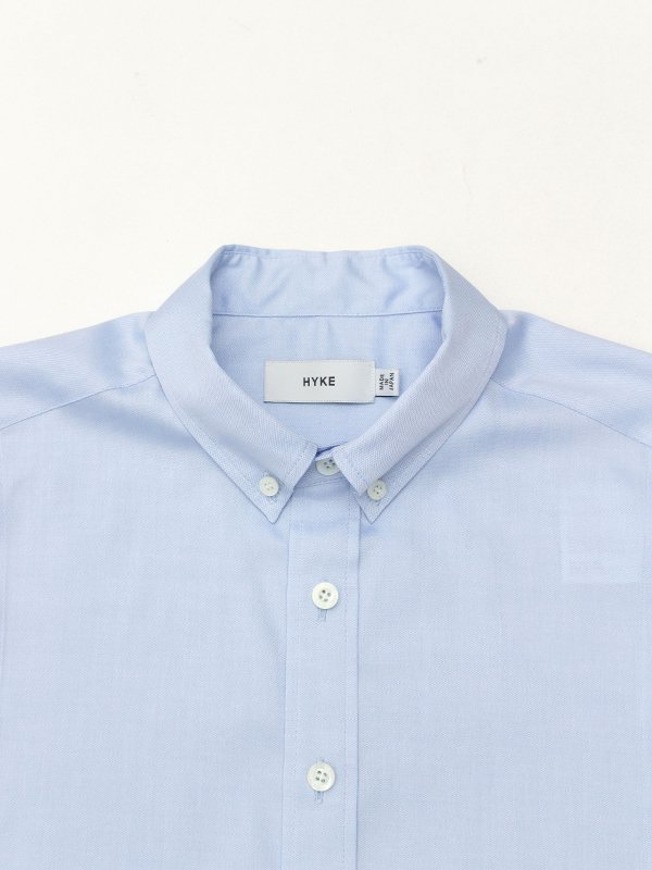 【HYKE/ハイク】クルーネッククロップトップ【ブルー/フリーサイズ】 BUTTON-DOWN COLLAR CROPPED TOP-ボタンダウンカラークロップ