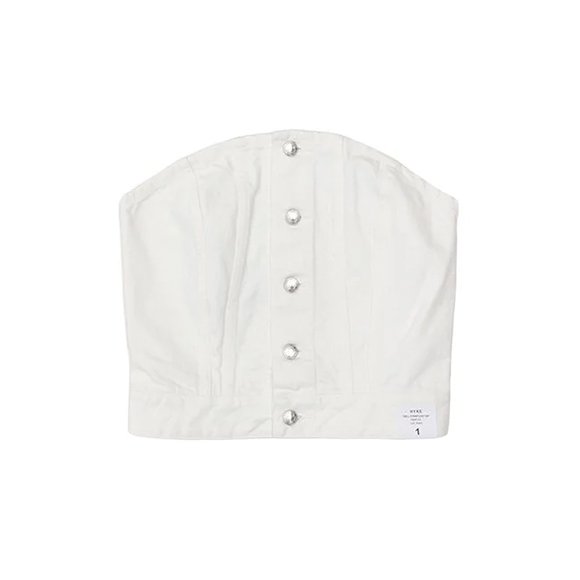 HYKE(ハイク)】 WHITE STITCH STRAPLESS TOP｜PARIGOT ONLINE
