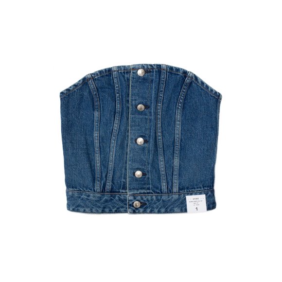 【HYKE】 DENIM STRAPLESS TOP ビスチェ　サイズ1 HYKE(ハイク)24SS注目アイテム「デニム クロップド トップス」の
