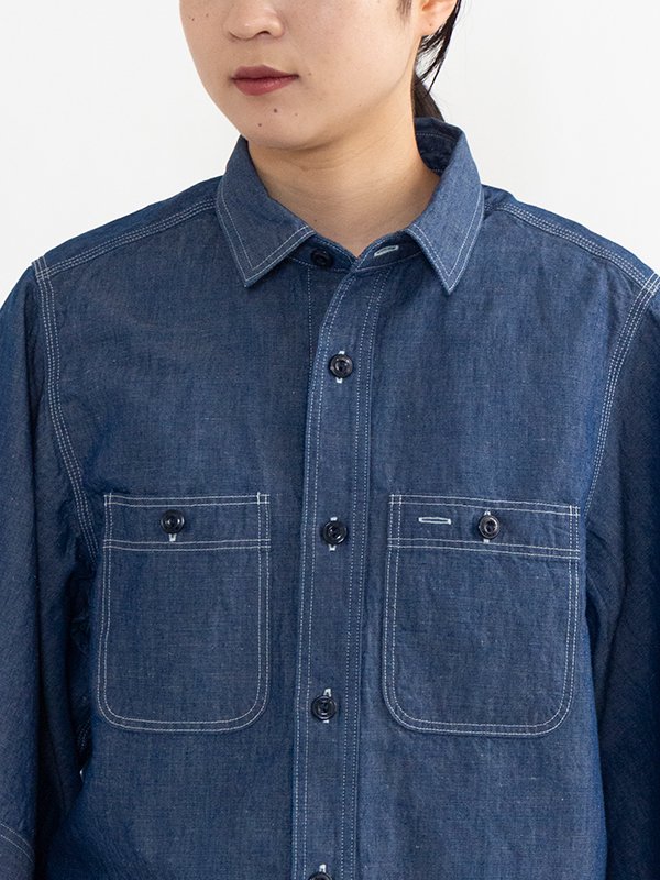 CHAMBRAY BELL-SLEEVE SHIRT-シャンブレーベルスリーブシャツ-HYKE（ハイク）通販| st company