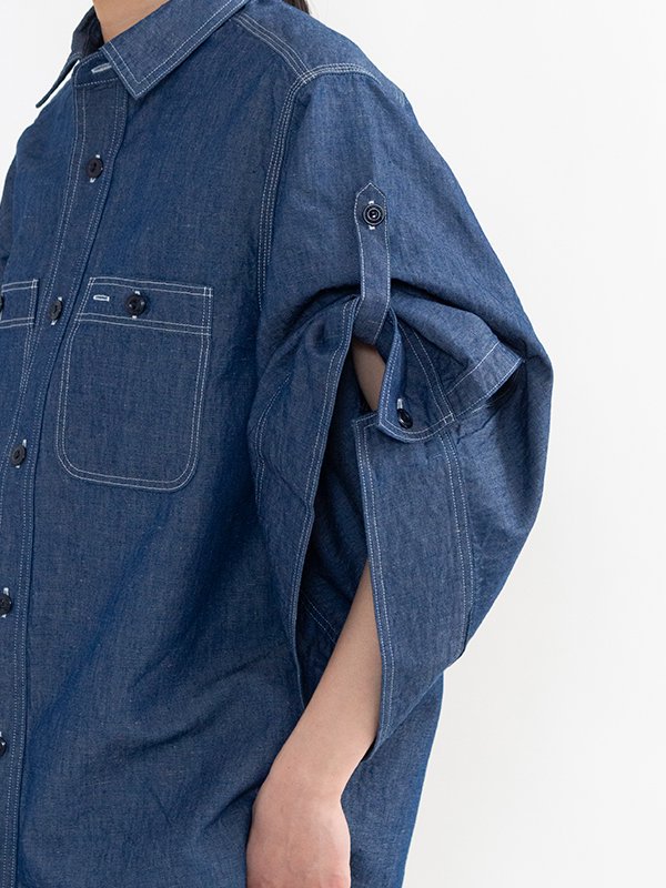 CHAMBRAY BELL-SLEEVE SHIRT-シャンブレーベルスリーブシャツ-HYKE（ハイク）通販| st company