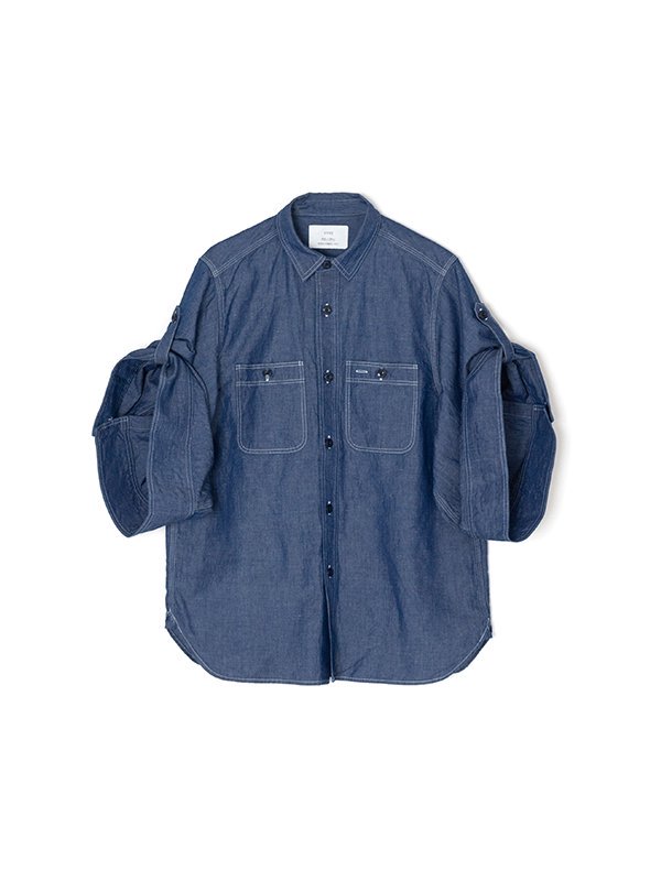 CHAMBRAY BELL-SLEEVE SHIRT-シャンブレーベルスリーブシャツ-HYKE（ハイク）通販| st company
