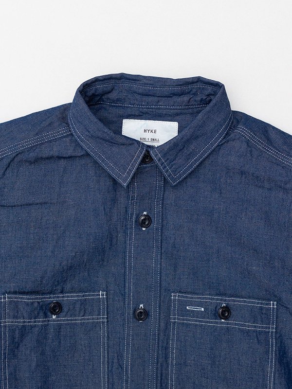 CHAMBRAY BELL-SLEEVE SHIRT-シャンブレーベルスリーブシャツ-HYKE 