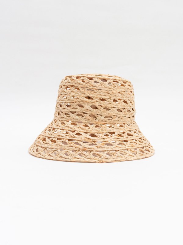 Raffia & paper bucket hat-ラフィアアンドペーパーバケット