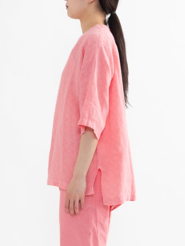 Old floral patterned linen pullover-オールドフローラル