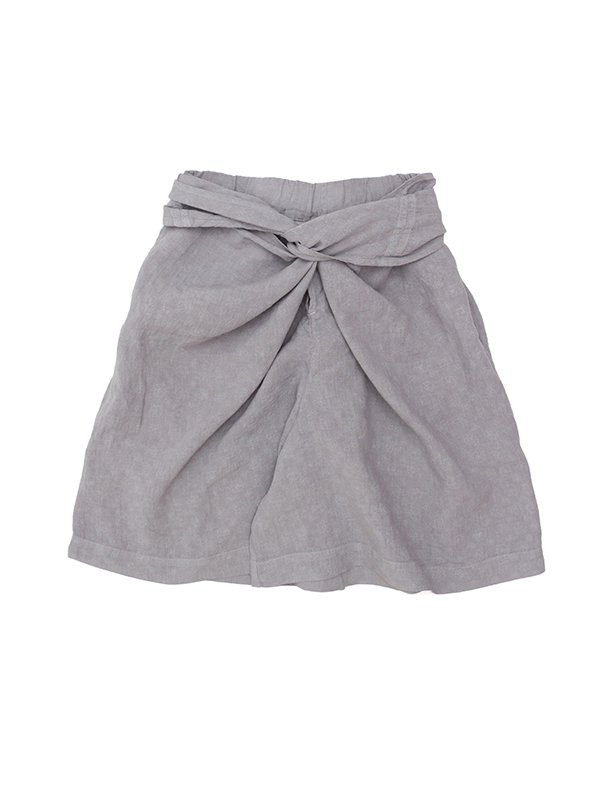 old floral patterned linen wrapped cullote pants-オールド old floral patterned linen wrapped cullote pants-オールド