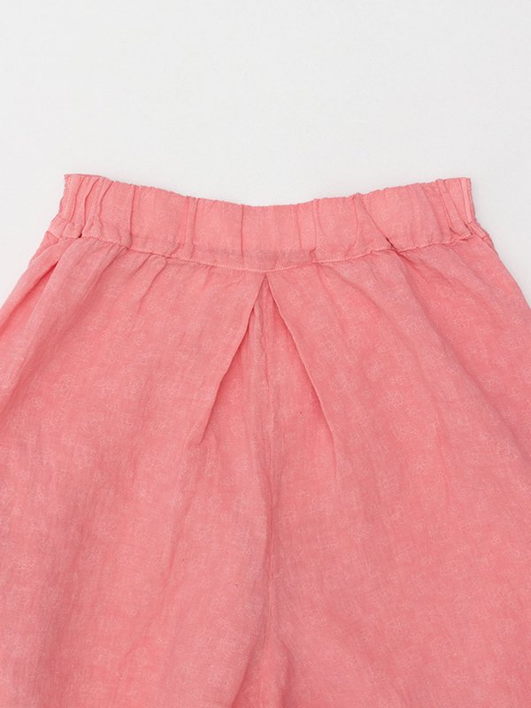chez vidalencアンティークリネンキュロットパンツ old floral patterned linen wrapped cullote pants-オールド