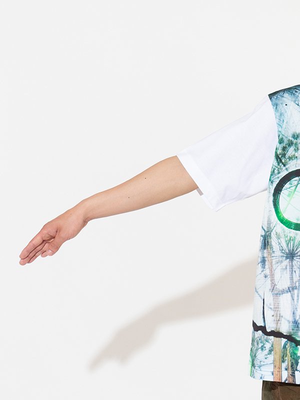 Cotton jersey printed short sleeve T-shirt-コットン
