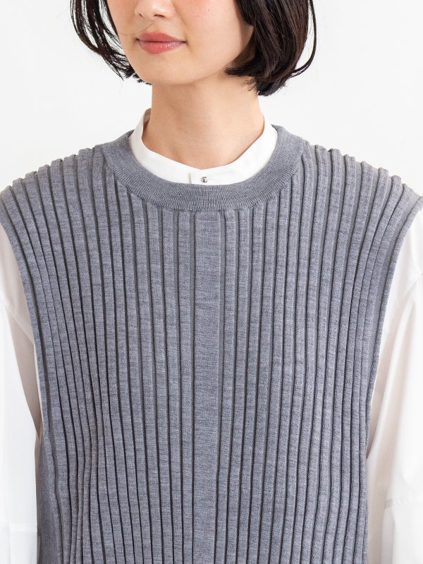 WIDE RIBBED CROPPED VEST-ワイドリブクロップドベスト-HYKE（ハイク）通販| st company