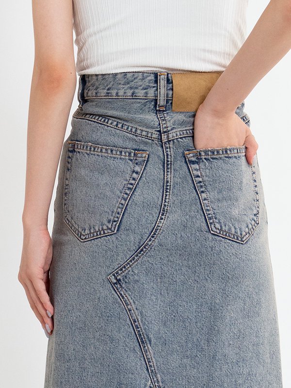 Patchwork denim skirt-パッチワークデニムスカート-MM6