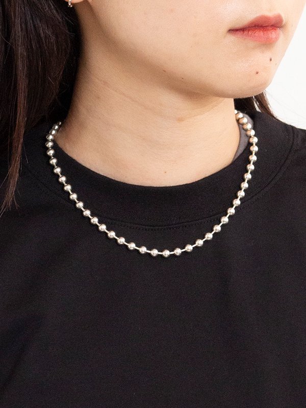 BALL CHAIN NECKLACE MEDIUM(SILVER)-ボールチェーンネックレス-HYKE（ハイク）通販| st company