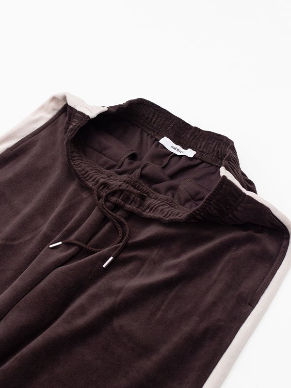 Cotton velours side stripe gathered pants-コットンベロア