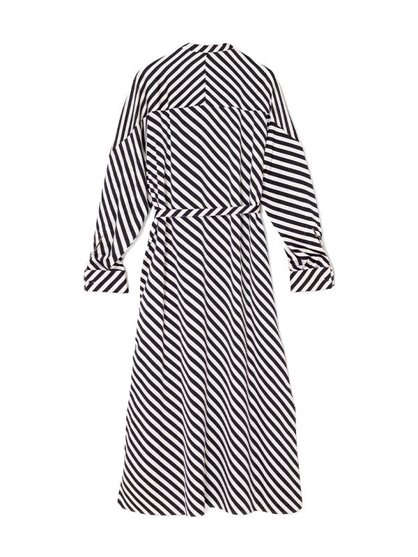 【HYKE】 Stripe Hammer Satin Dress