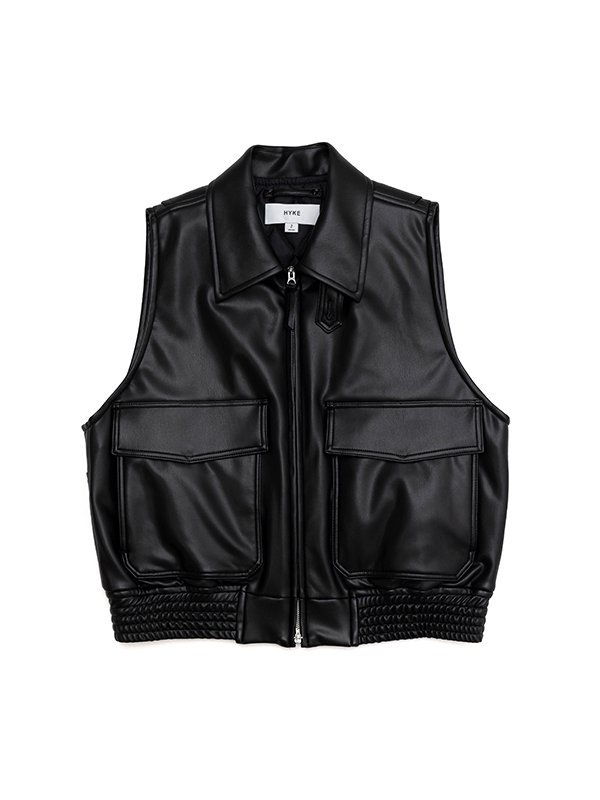 FAUX-LEATHER VEST-フェイクレザーベスト-HYKE（ハイク）通販| st company