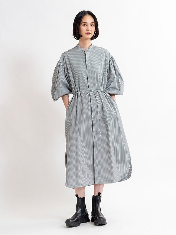 STRIPE BALLOON SLEEVE DRESS-ストライプバルーンスリーブドレス-HYKE（ハイク）通販| st company