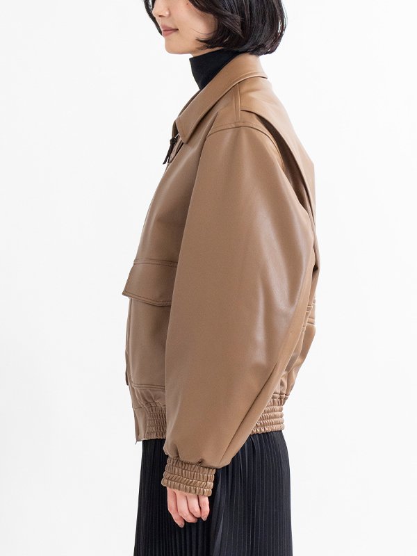 EXCLUSIVE＞FAUX-LEATHER JACKET-フォウレザージャケット-HYKE