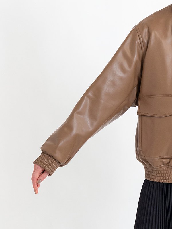 EXCLUSIVE>FAUX-LEATHER JACKET-フォウレザージャケット-HYKE EXCLUSIVE>FAUX-LEATHER JACKET-フォウレザージャケット-HYKE