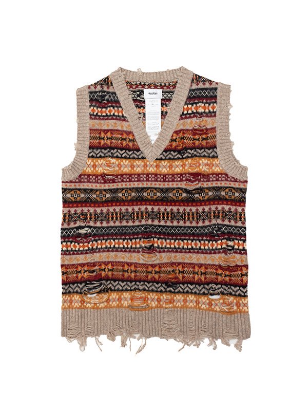 OVERSIZED FAIR-ISLE KNIT VEST-オーバーサイズフェアアイルニットベスト-doublet（ダブレット）通販| st  company