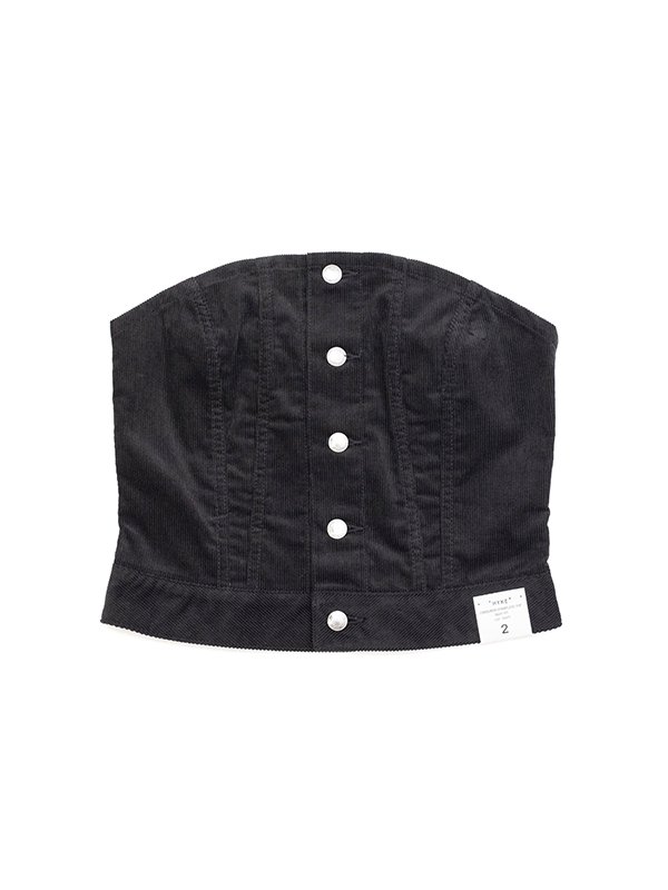 CORDUROY STRAPLESS TOP コーデュロイストラップレストップ-HYKE CORDUROY STRAPLESS TOP コーデュロイストラップレストップ-HYKE